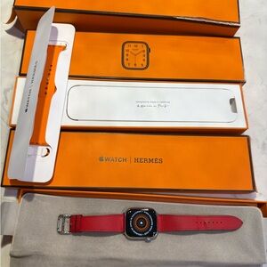 Apple Watch Hermès with Red Leather Strap Series 7 41mm